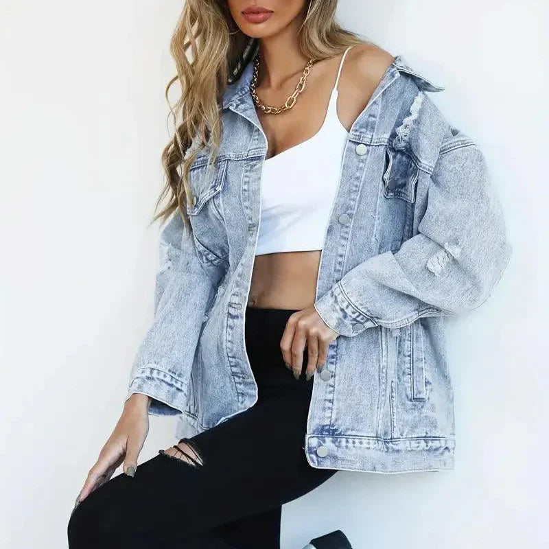 Donna - Giacca di jeans oversize - Stile casual chic - Moda versatile