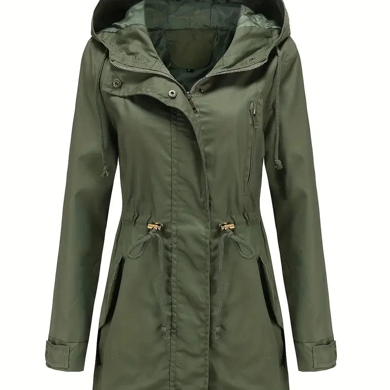 Donna - Trench a maniche lunghe con cappuccio - Impermeabile
