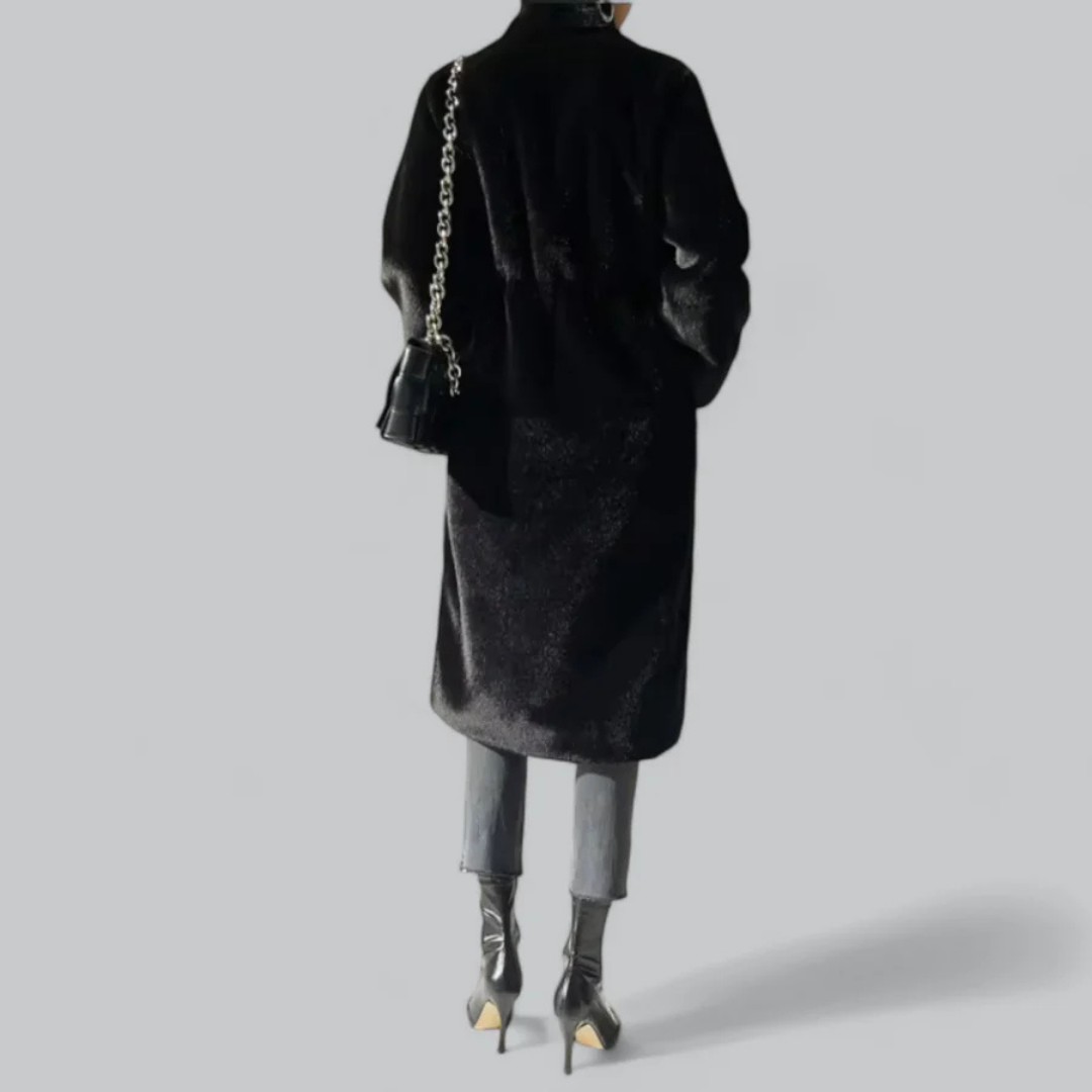 Donna - Trench lungo nero vestibilità aderente - Stile classico