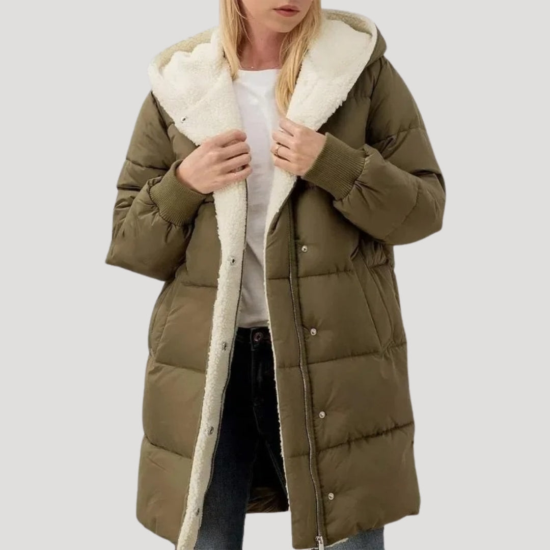 Donna - Cappotto foderato in pelliccia sintetica - Stile cappotto lungo