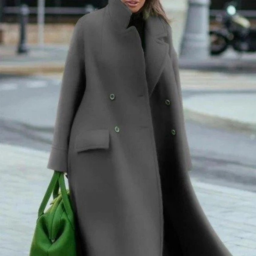 Donna - Cappotto lungo elegante e caldo - doppio petto