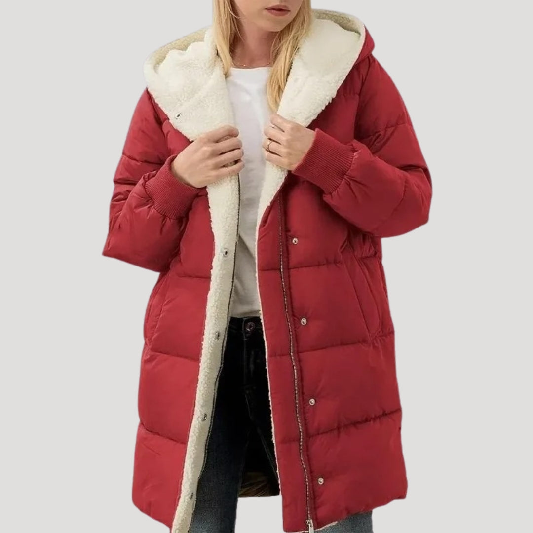 Donna - Cappotto foderato in pelliccia sintetica - Stile cappotto lungo