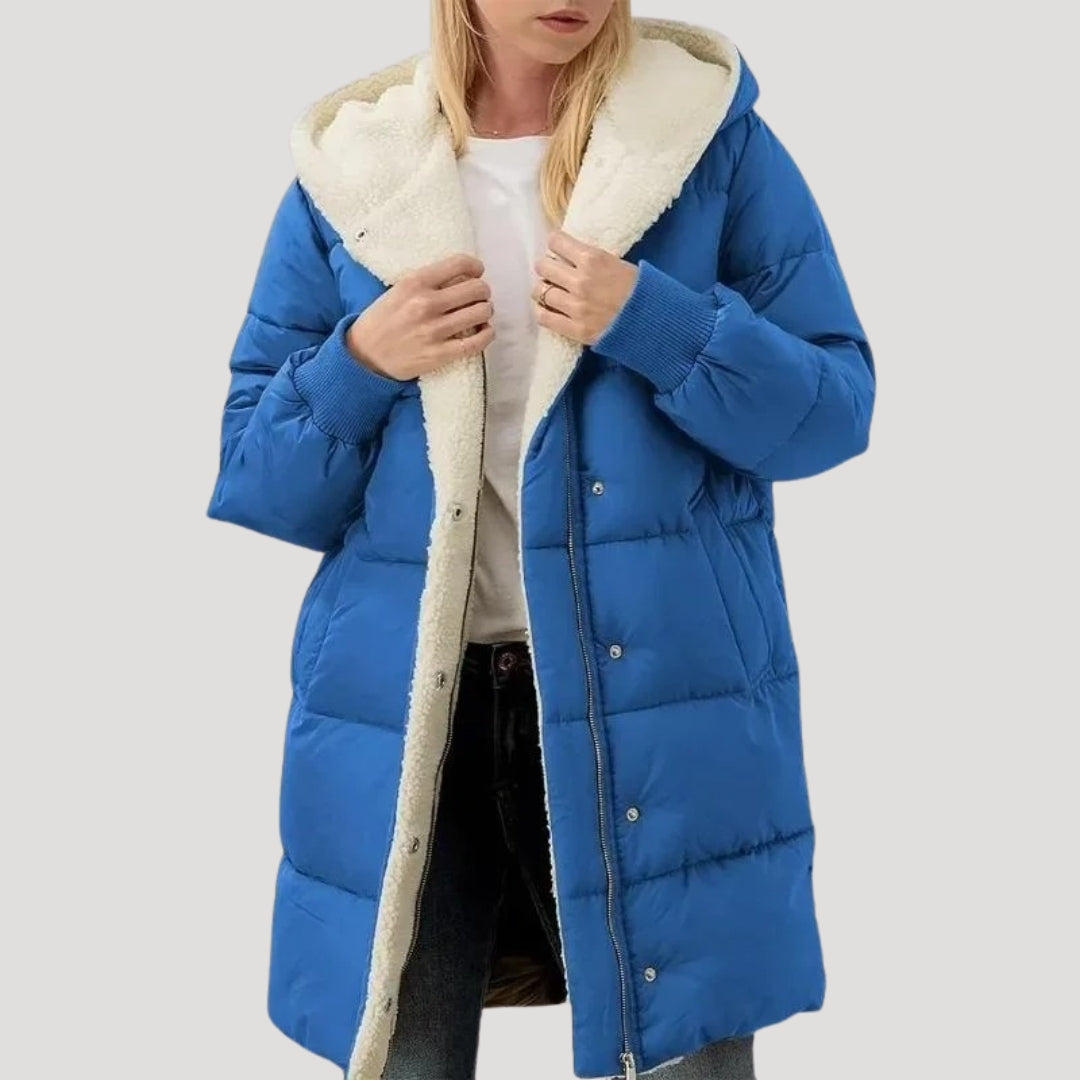 Donna - Cappotto foderato in pelliccia sintetica - Stile cappotto lungo