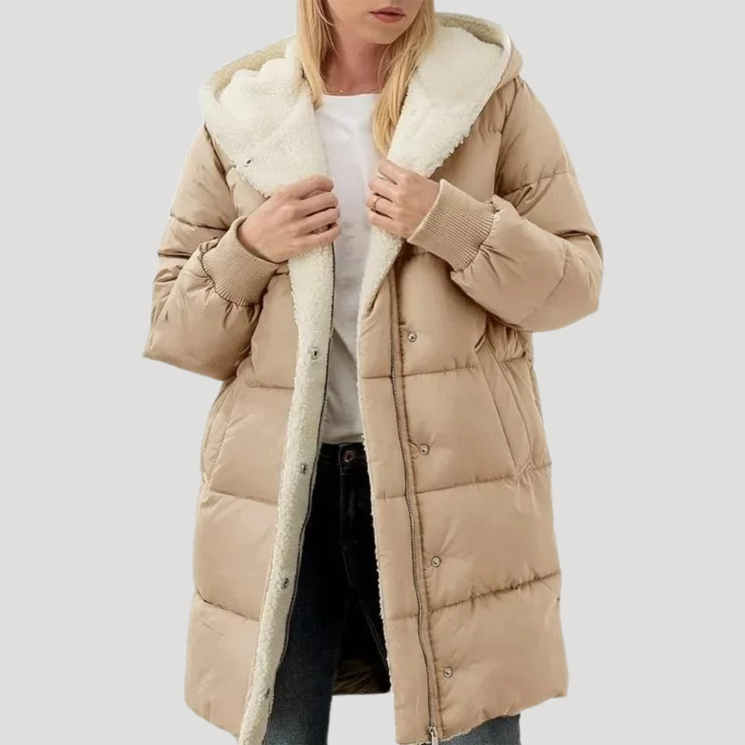 Donna - Cappotto foderato in pelliccia sintetica - Stile cappotto lungo