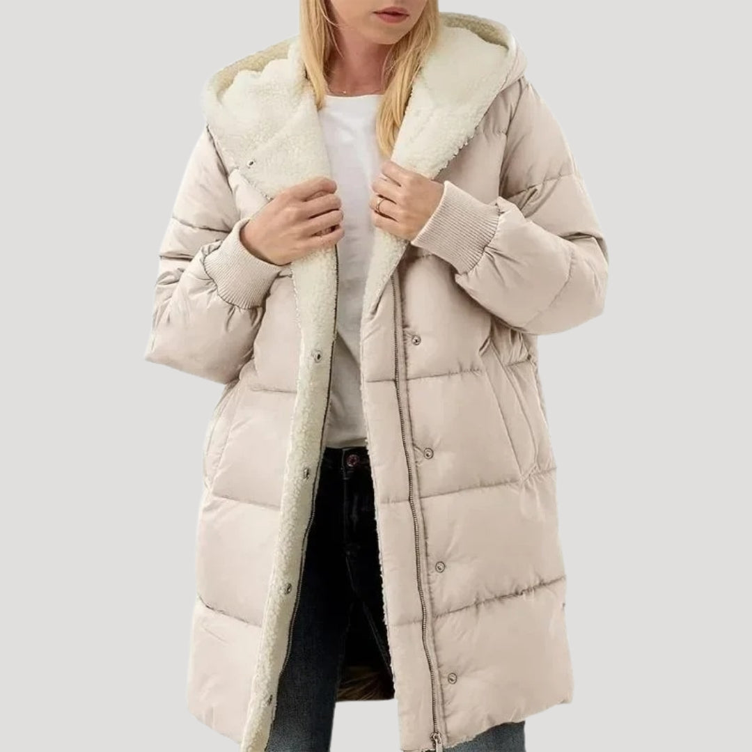 Donna - Cappotto foderato in pelliccia sintetica - Stile cappotto lungo