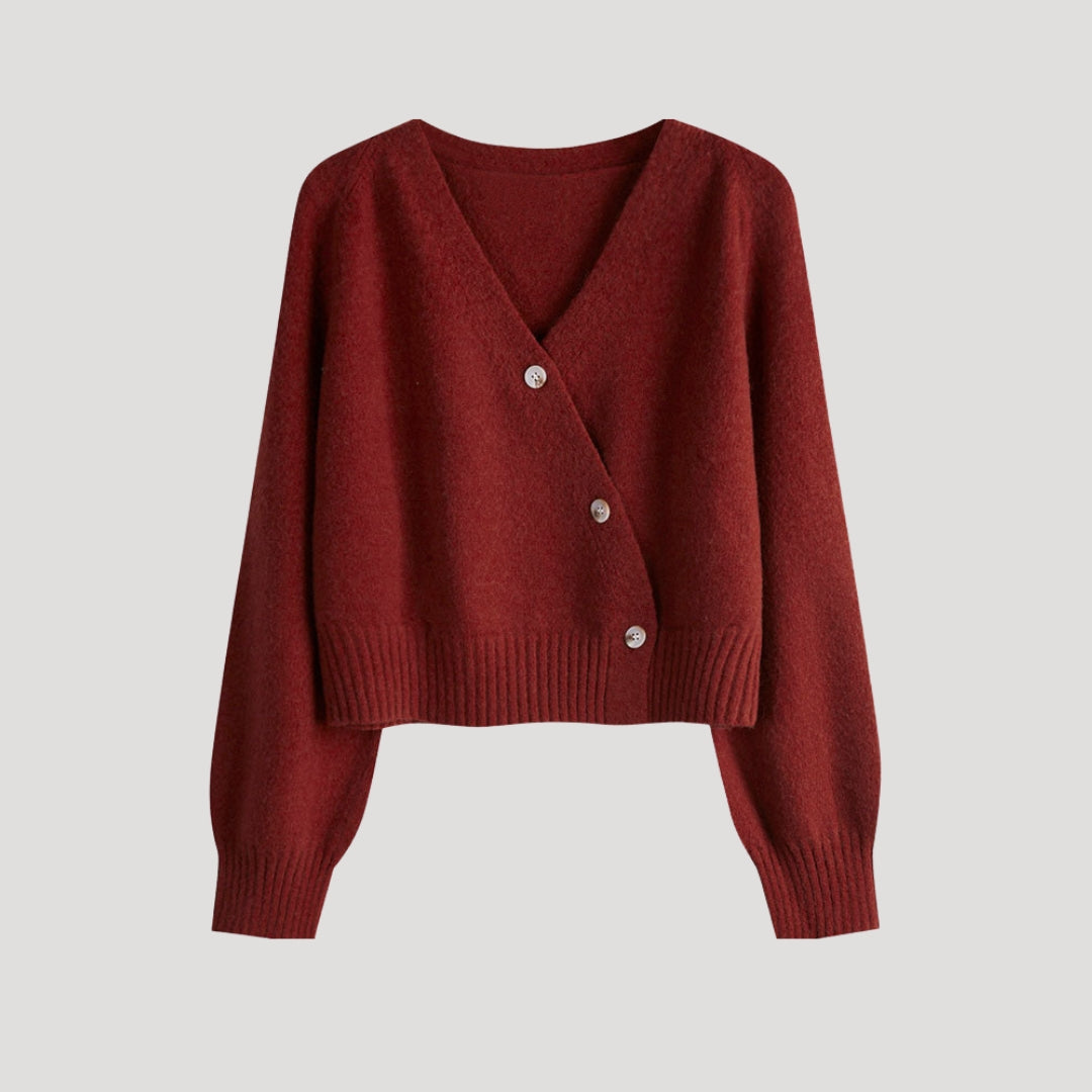 Donna - Cardigan in maglia con scollo a V - Button-Up