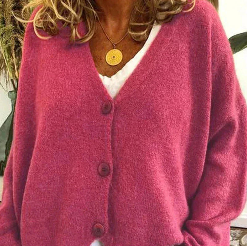 Donna - Cardigan con scollo a V e bottoni sul davanti