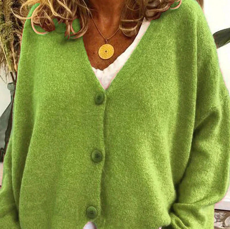 Donna - Cardigan con scollo a V e bottoni sul davanti