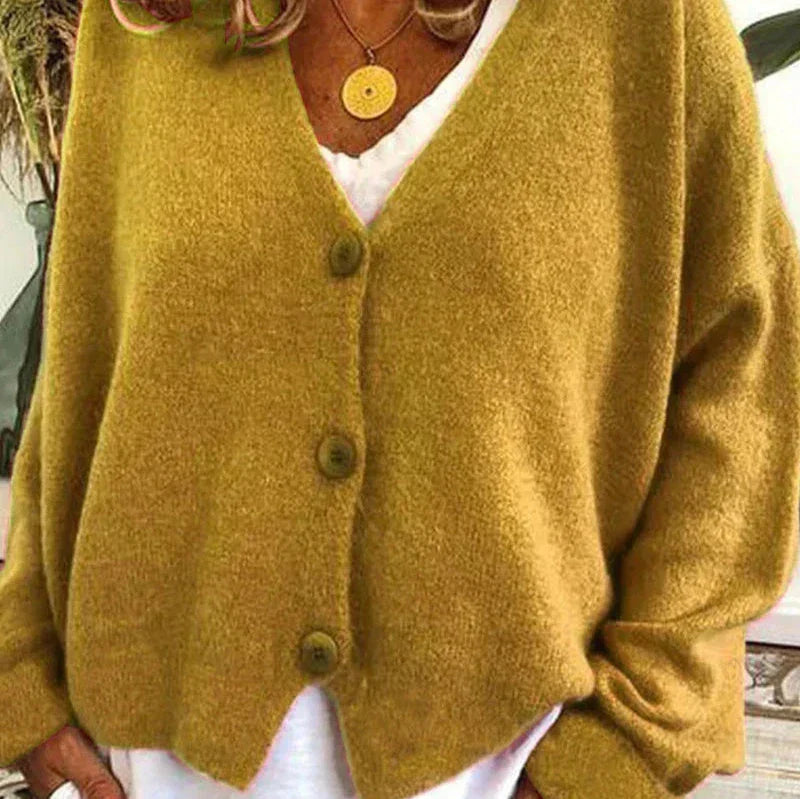 Donna - Cardigan con scollo a V e bottoni sul davanti