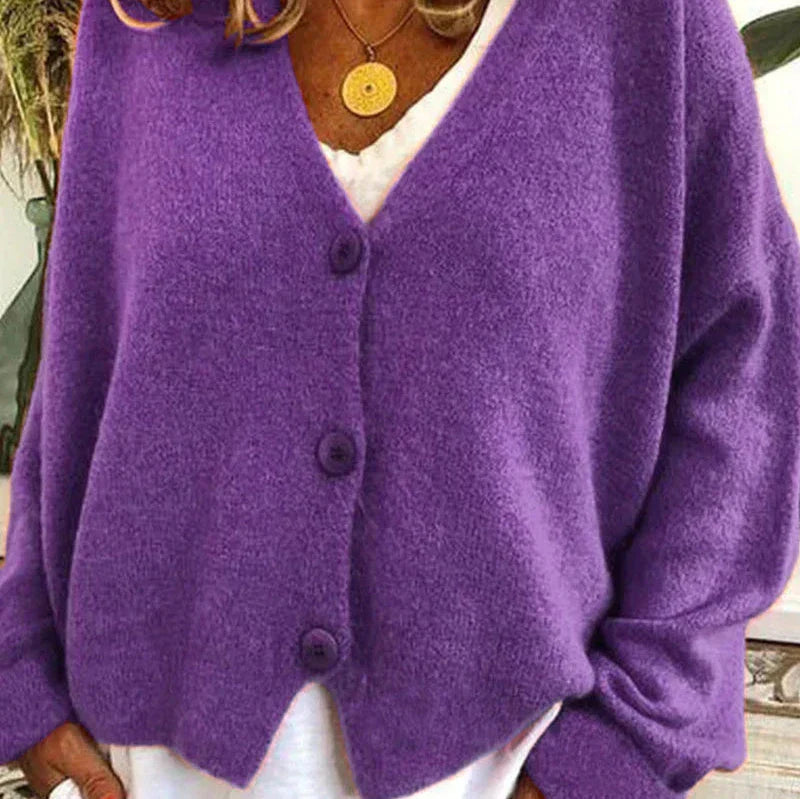 Donna - Cardigan con scollo a V e bottoni sul davanti