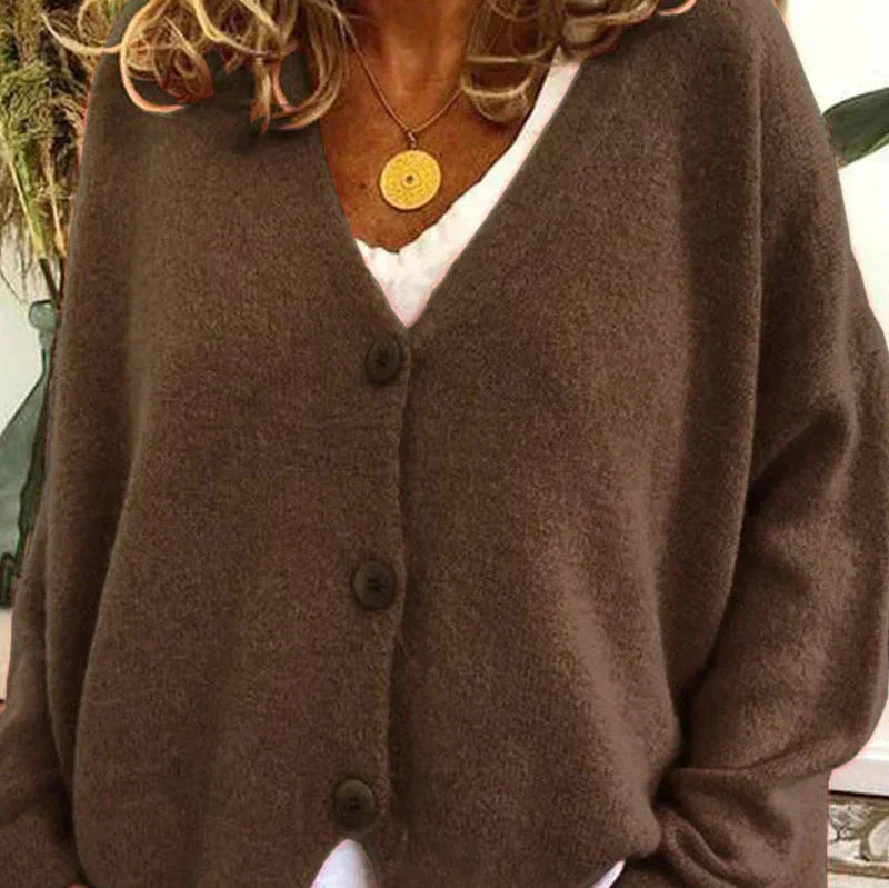 Donna - Cardigan con scollo a V e bottoni sul davanti