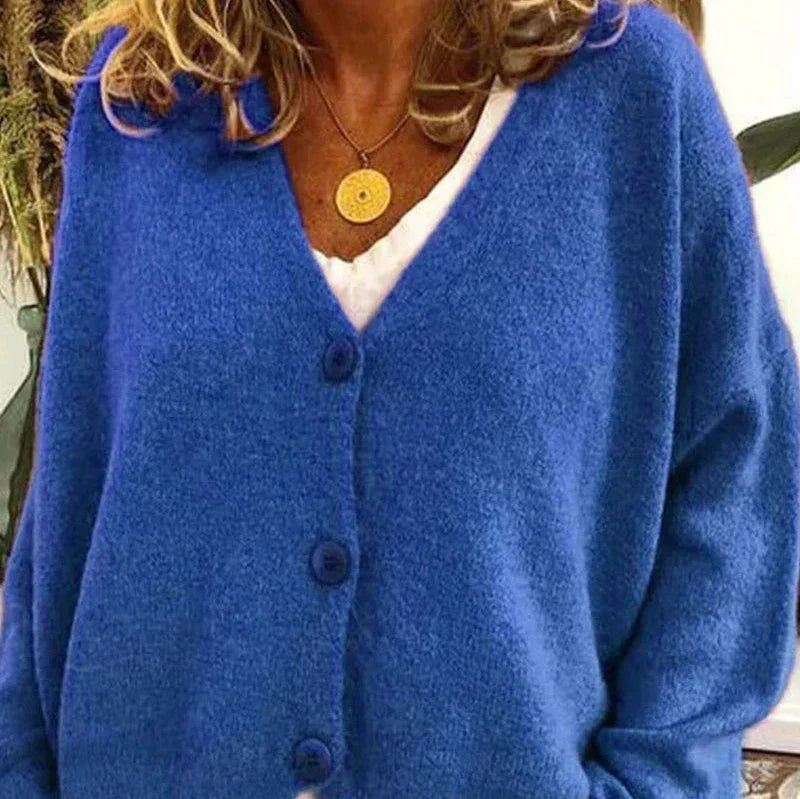 Donna - Cardigan con scollo a V e bottoni sul davanti