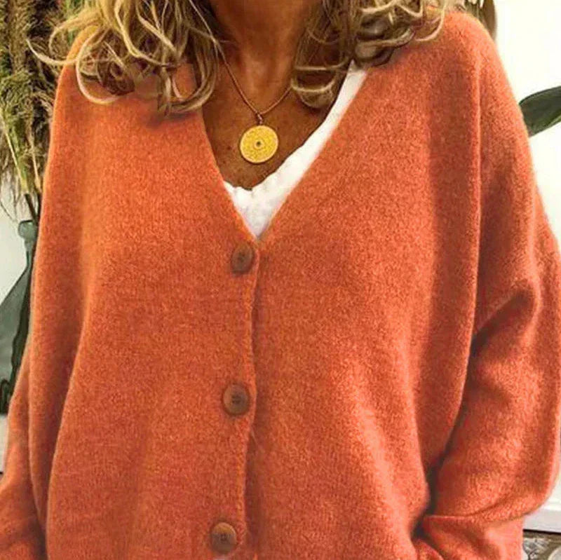 Donna - Cardigan con scollo a V e bottoni sul davanti