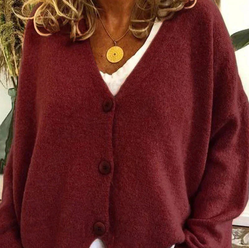 Donna - Cardigan con scollo a V e bottoni sul davanti