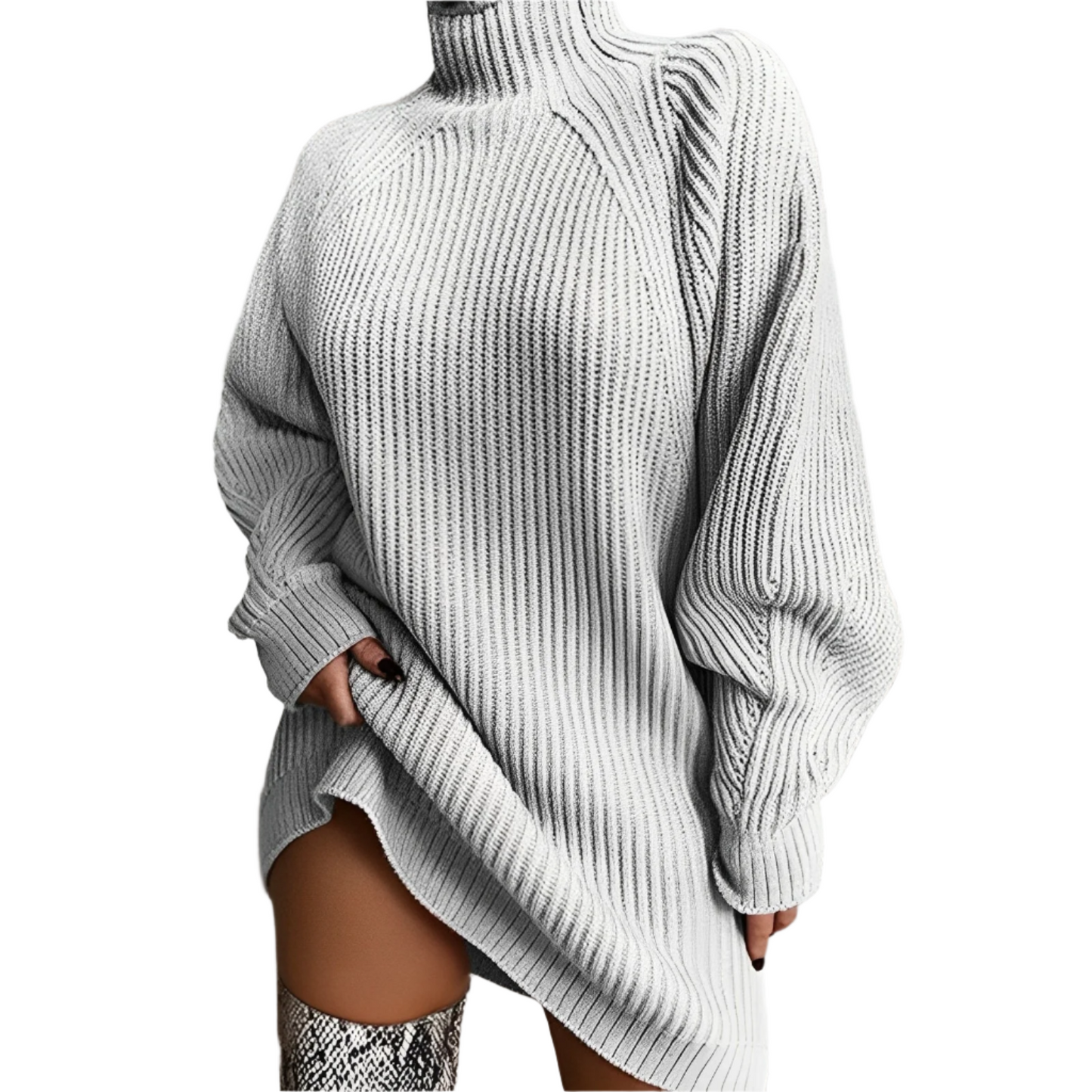 Donna - Maglione dolcevita oversize - Stile maglia accogliente