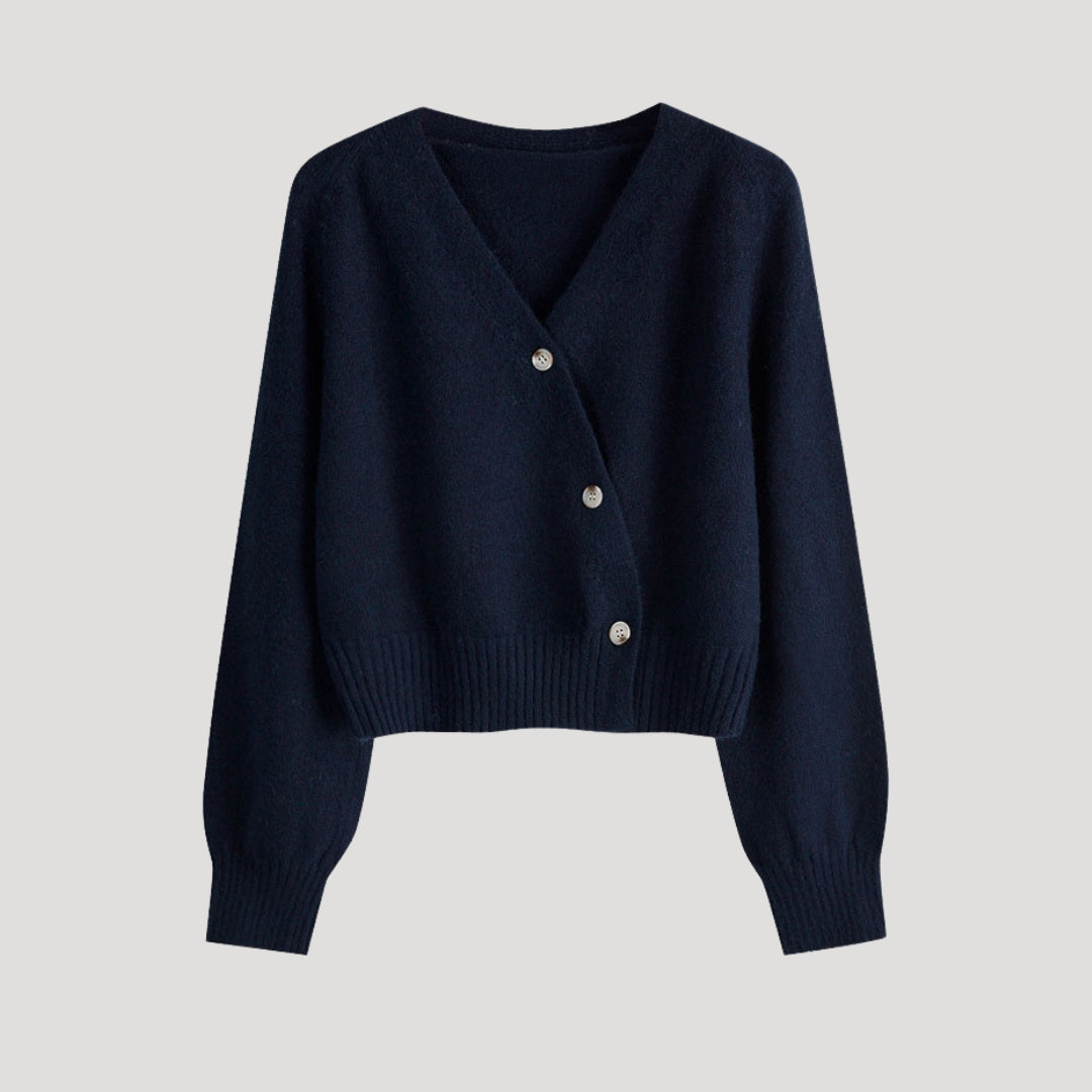 Donna - Cardigan in maglia con scollo a V - Button-Up