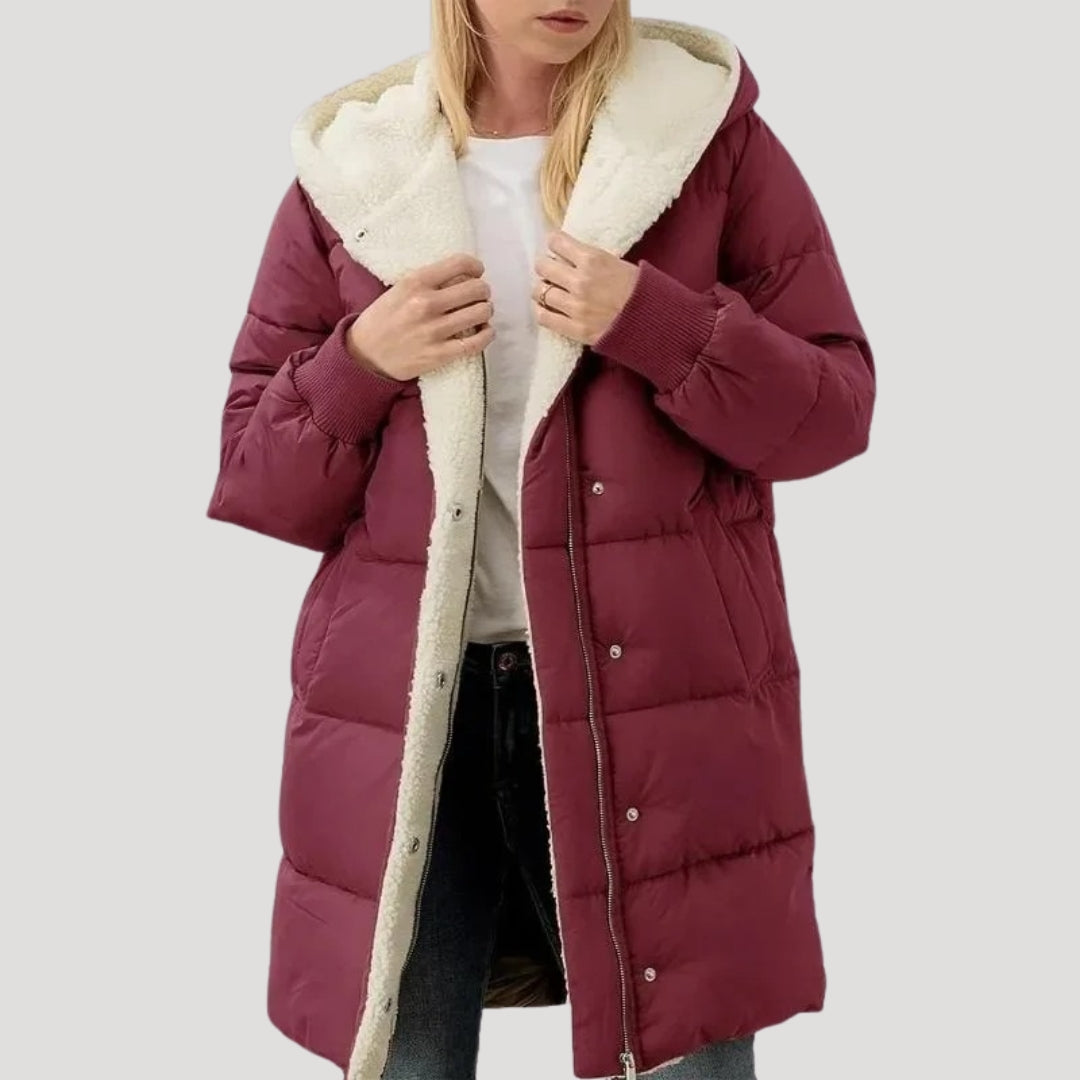 Donna - Cappotto foderato in pelliccia sintetica - Stile cappotto lungo