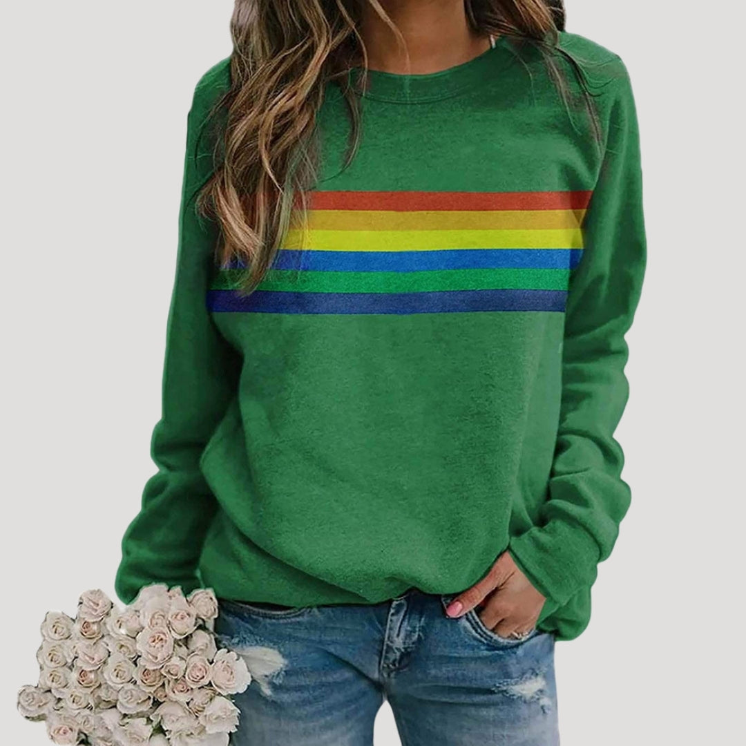 Donna - Pullover girocollo - Design a righe arcobaleno