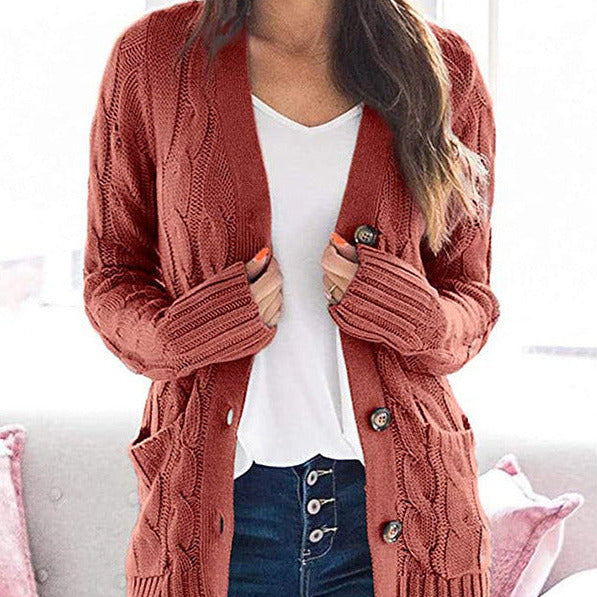 Donna - Cardigan in maglia a coste - Tasche