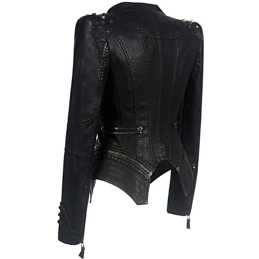 Donna - Giacca biker nera slim fit - Design alla moda