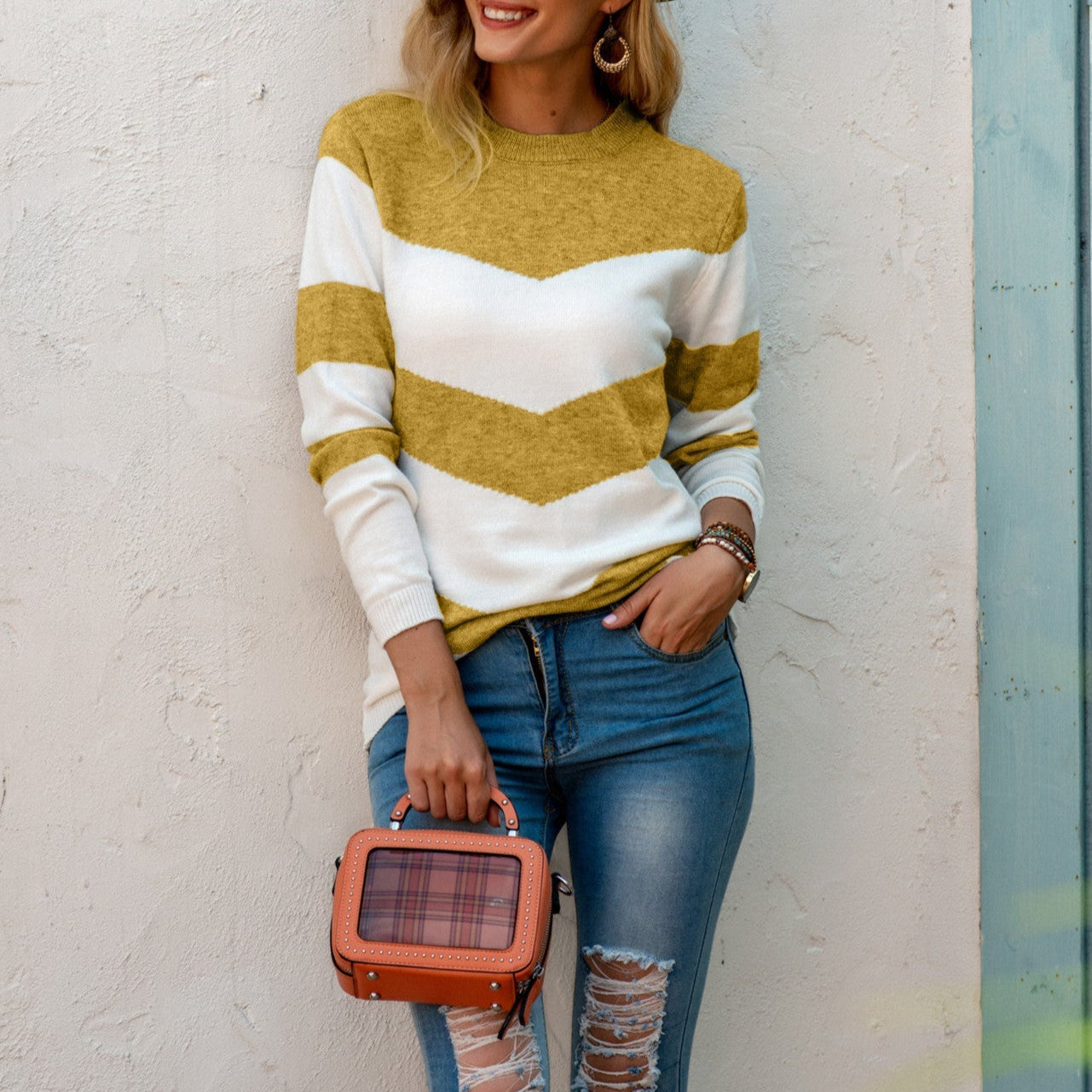 Donna - Maglia con motivo Chevron - Collo rotondo