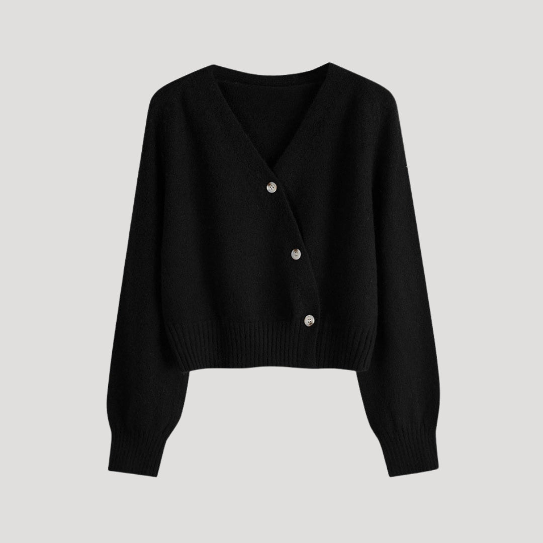 Donna - Cardigan in maglia con scollo a V - Button-Up