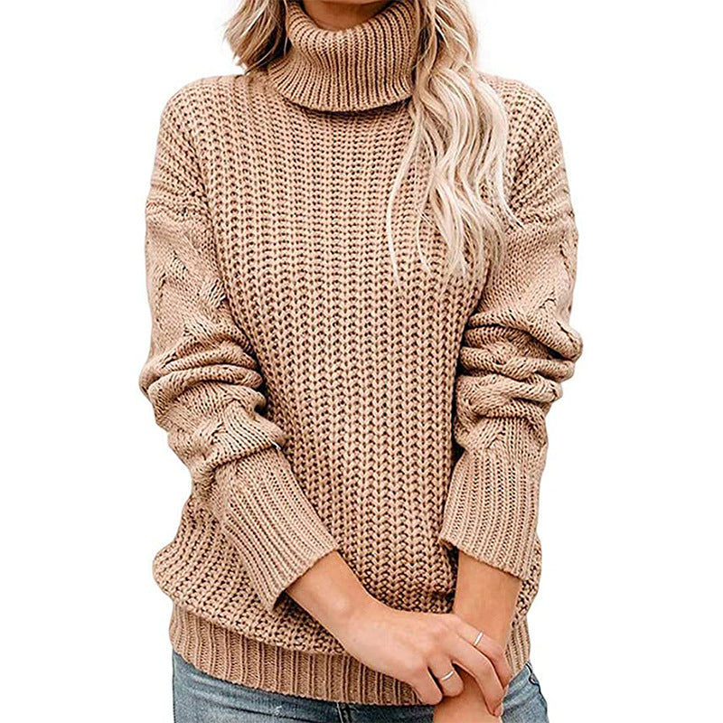 Donna - Maglia dolcevita a maglia grossa - Stile accogliente