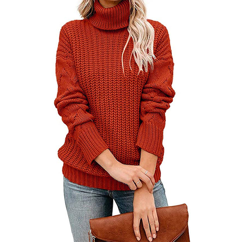 Donna - Maglia dolcevita a maglia grossa - Stile accogliente