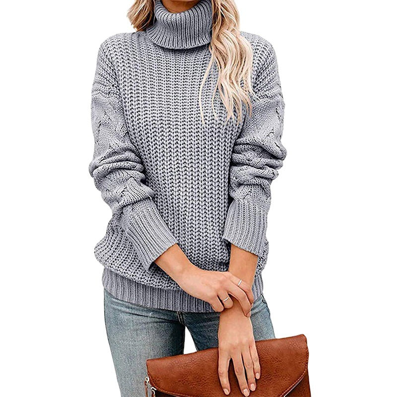 Donna - Maglia dolcevita a maglia grossa - Stile accogliente
