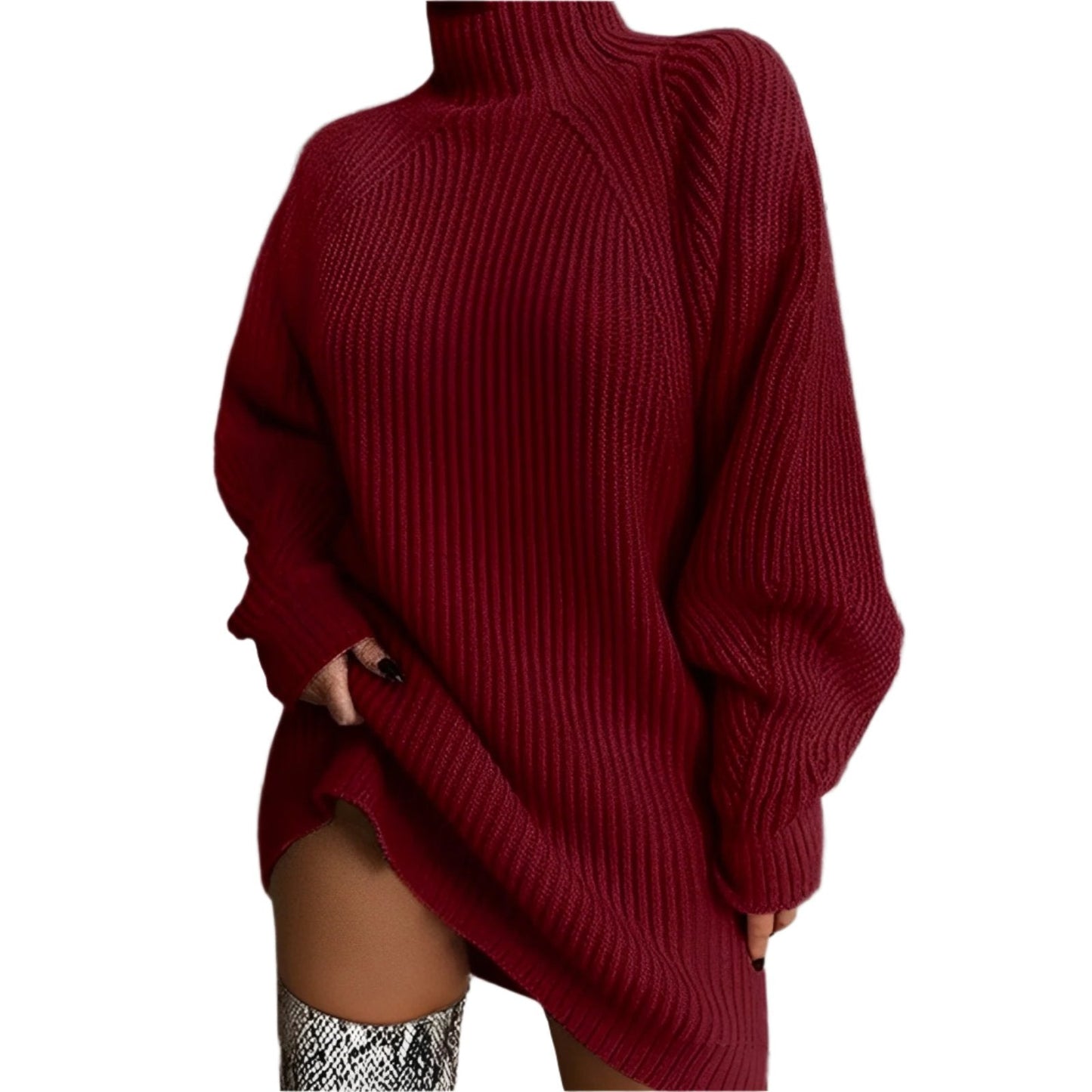 Donna - Maglione dolcevita oversize - Stile maglia accogliente