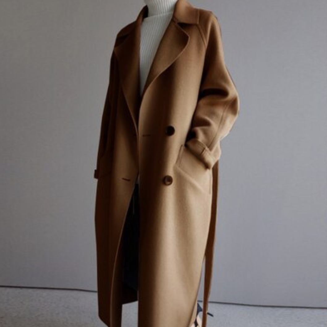 Donna - Trench invernale lungo con cintura in vita