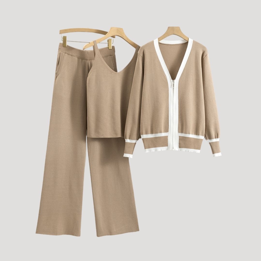 Donna - Set di pigiameria in maglia a 3 pezzi