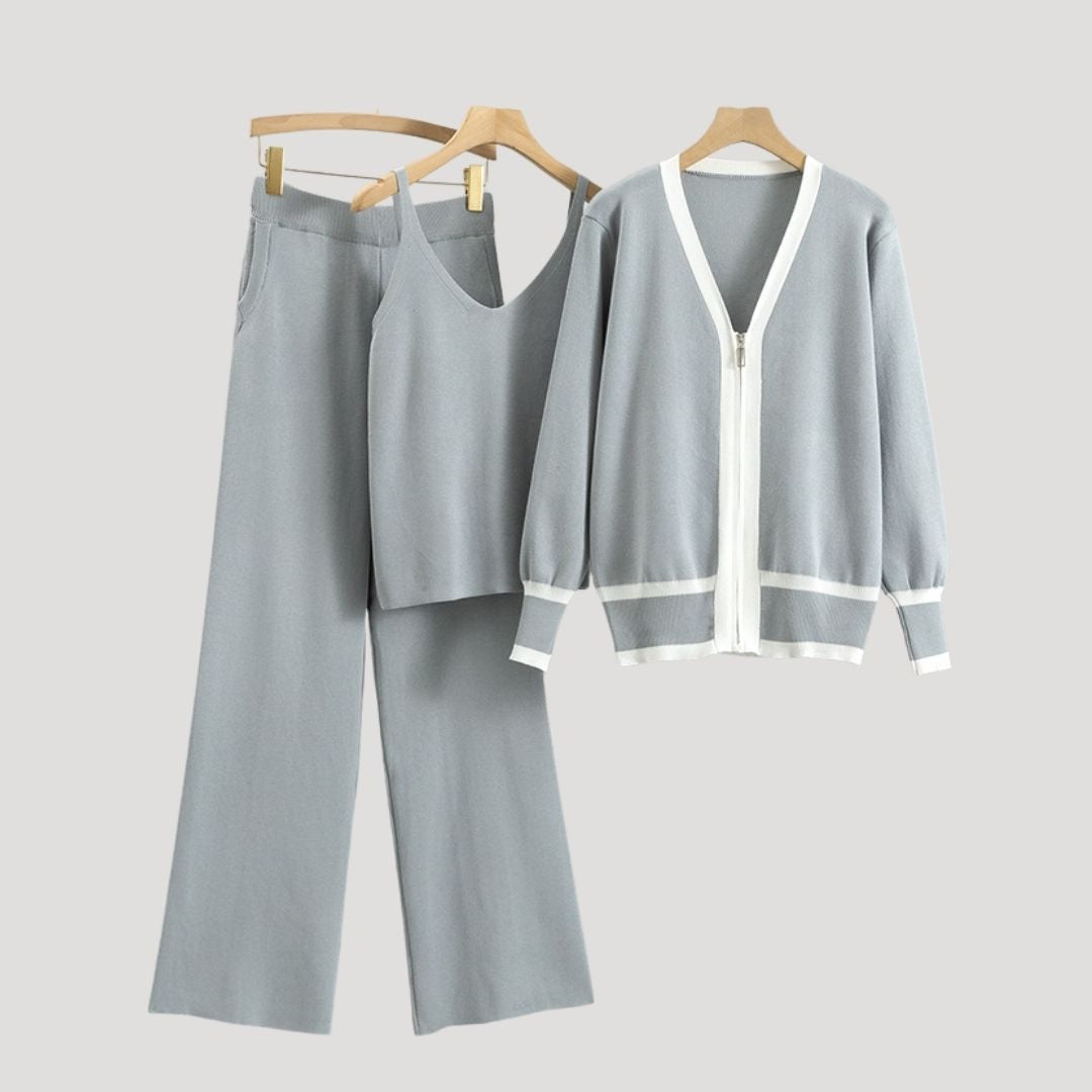 Donna - Set di pigiameria in maglia a 3 pezzi