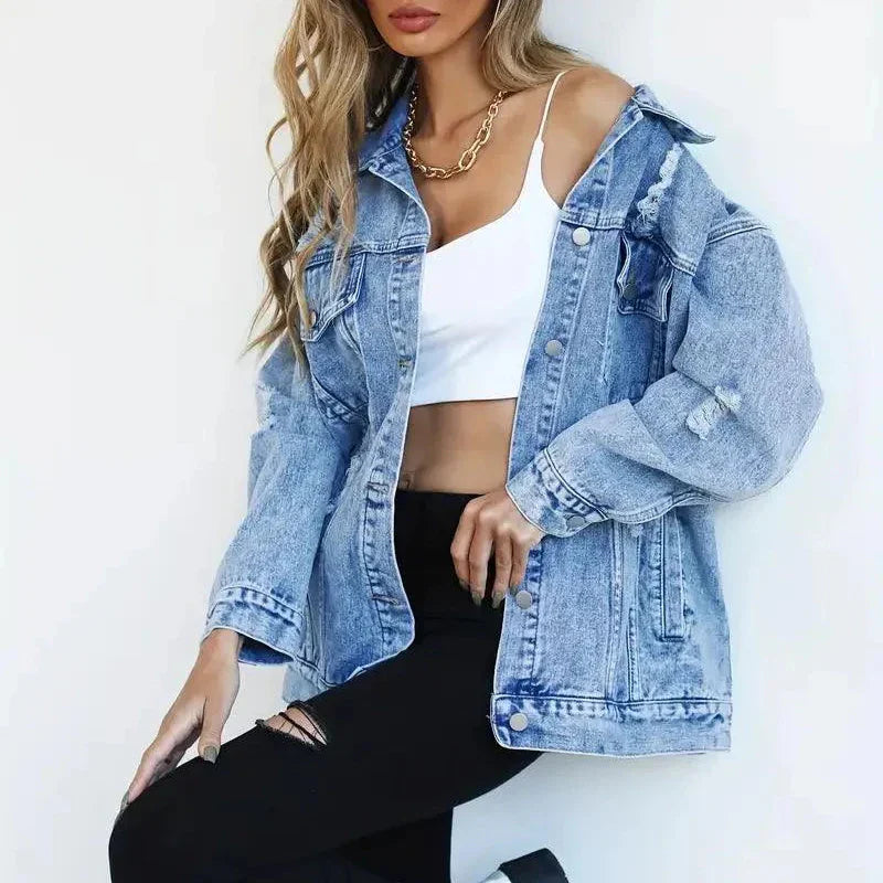 Donna - Giacca di jeans oversize - Stile casual chic - Moda versatile