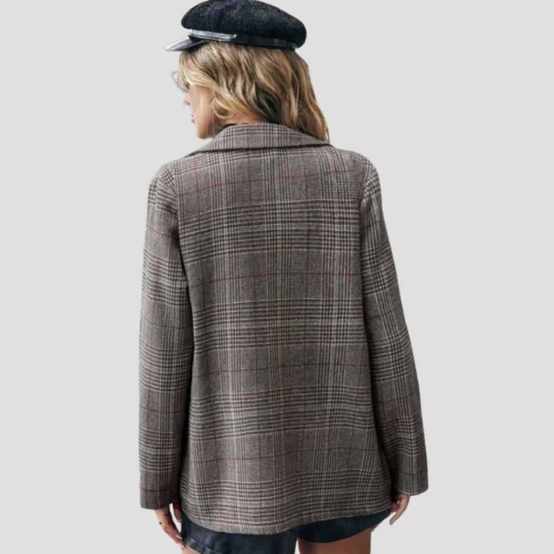 Donna - Blazer invernale sartoriale a quadri - Miscela di lana