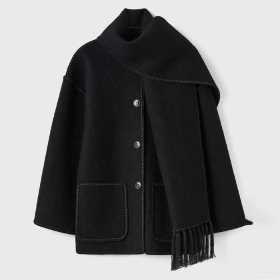Donna - Caldo cappotto invernale con colletto a portafoglio - stile sciolto