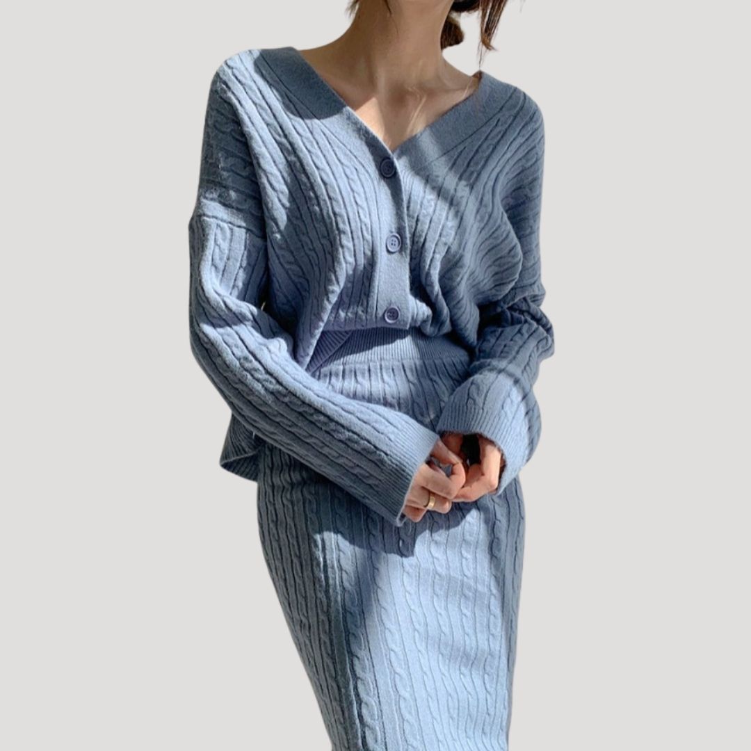 Donna - Set di maglieria - Gonna midi e cardigan