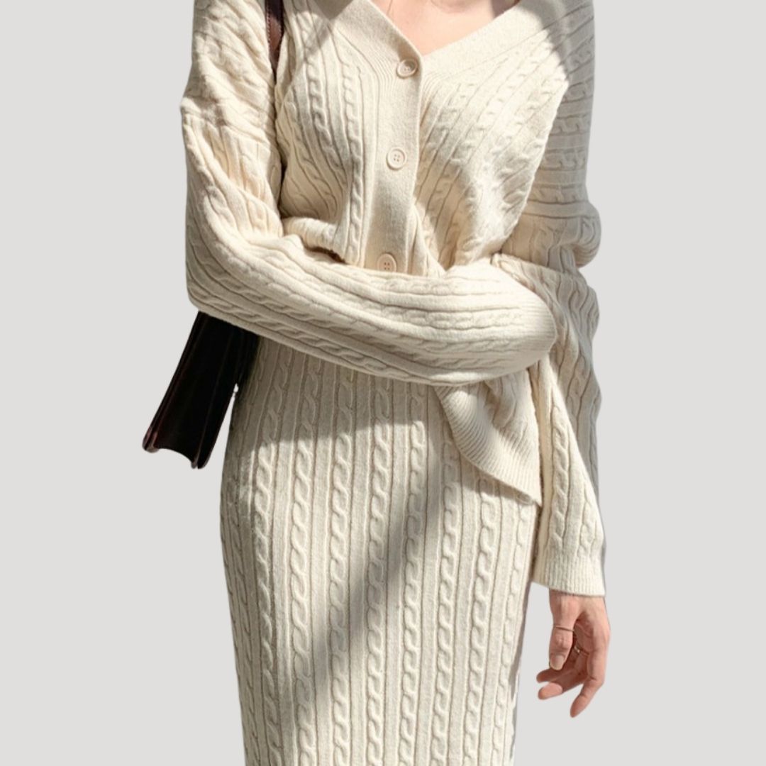 Donna - Set di maglieria - Gonna midi e cardigan