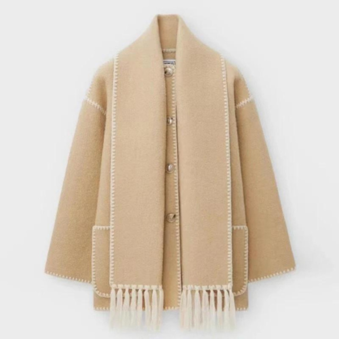 Donna - Caldo cappotto invernale con colletto a portafoglio - stile sciolto