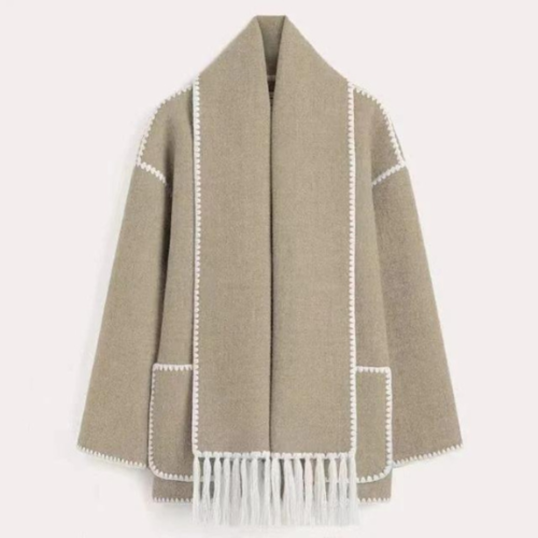 Donna - Caldo cappotto invernale con colletto a portafoglio - stile sciolto