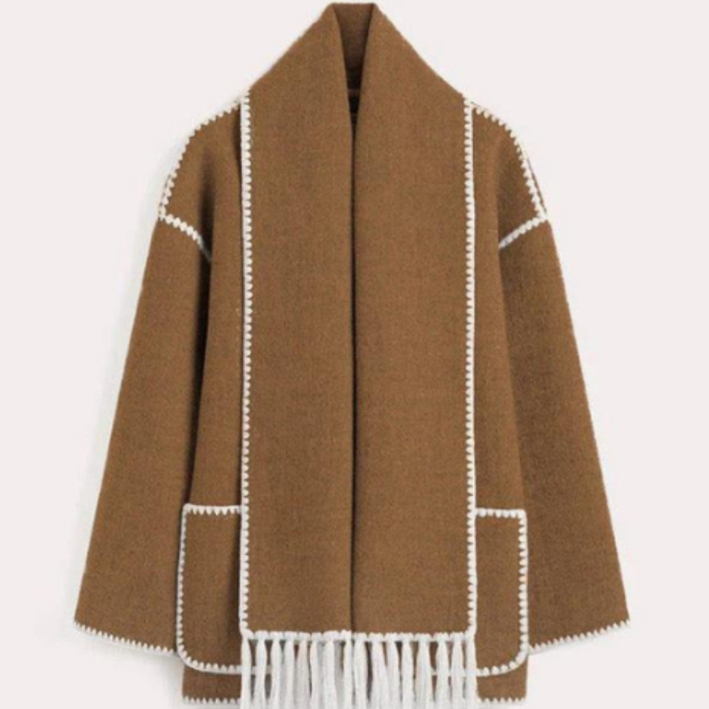 Donna - Caldo cappotto invernale con colletto a portafoglio - stile sciolto