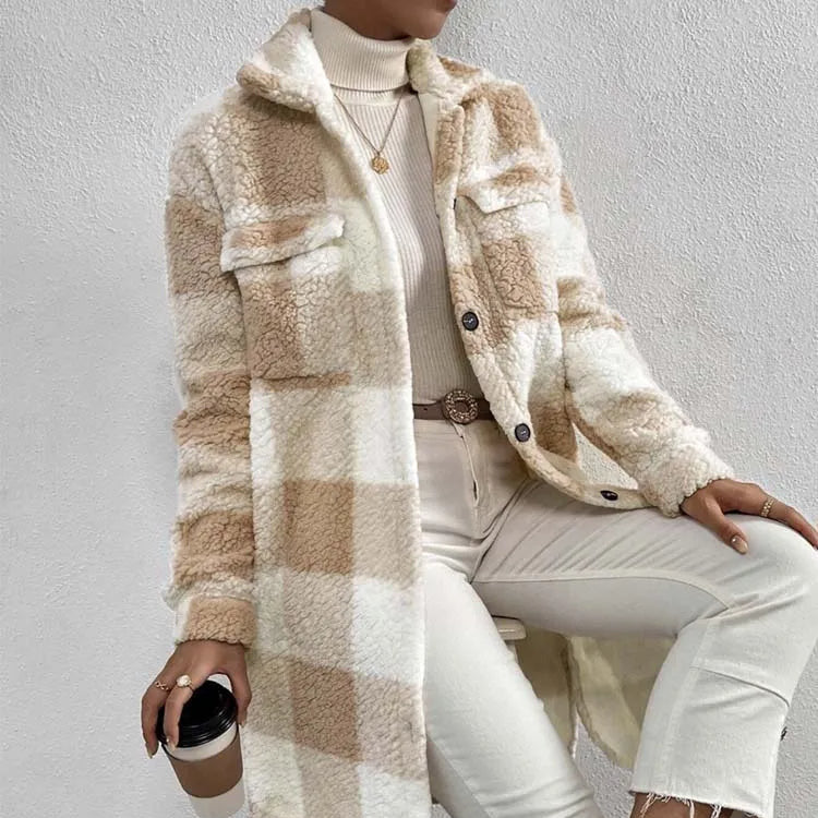 Donna - Cappotto in peluche fuori misura - Accogliente e caldo