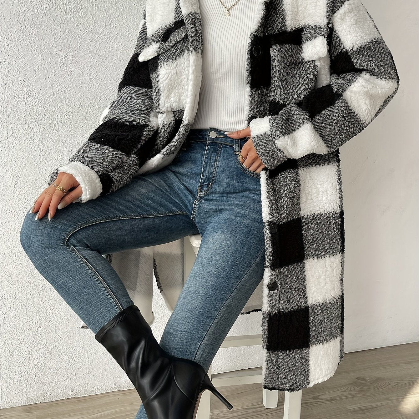 Donna - Cappotto in peluche fuori misura - Accogliente e caldo
