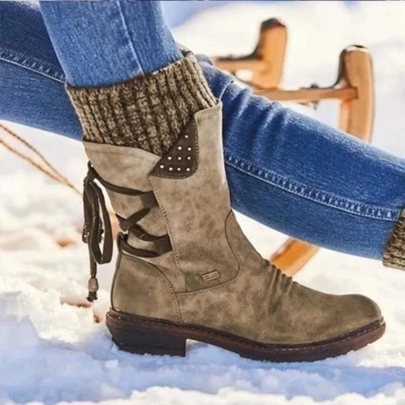 Donna - Stivaletti invernali con lacci - Eleganti e caldi