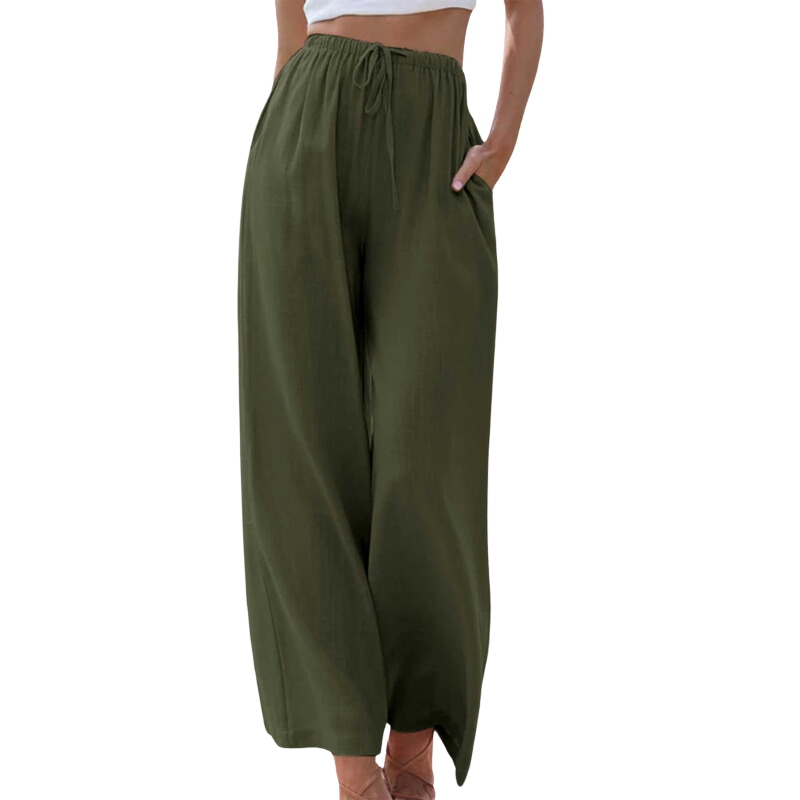 Donna - Pantaloni eleganti - Miscela di cotone e lino - Comfort alla moda