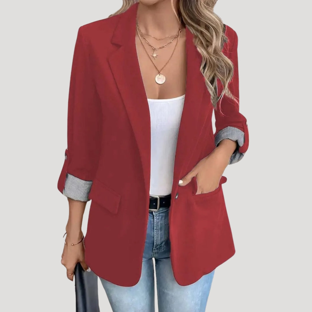 Donna - Blazer classico - Taglio sartoriale con maniche arrotolabili - Stile chic da ufficio
