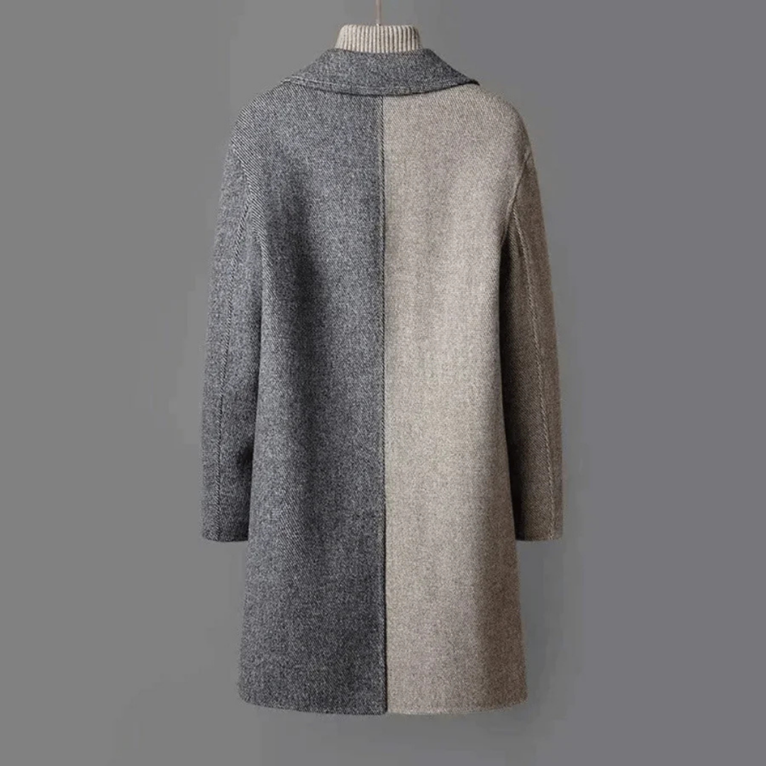 Donna - Cappotto lungo elegante bicolore - Stile classico