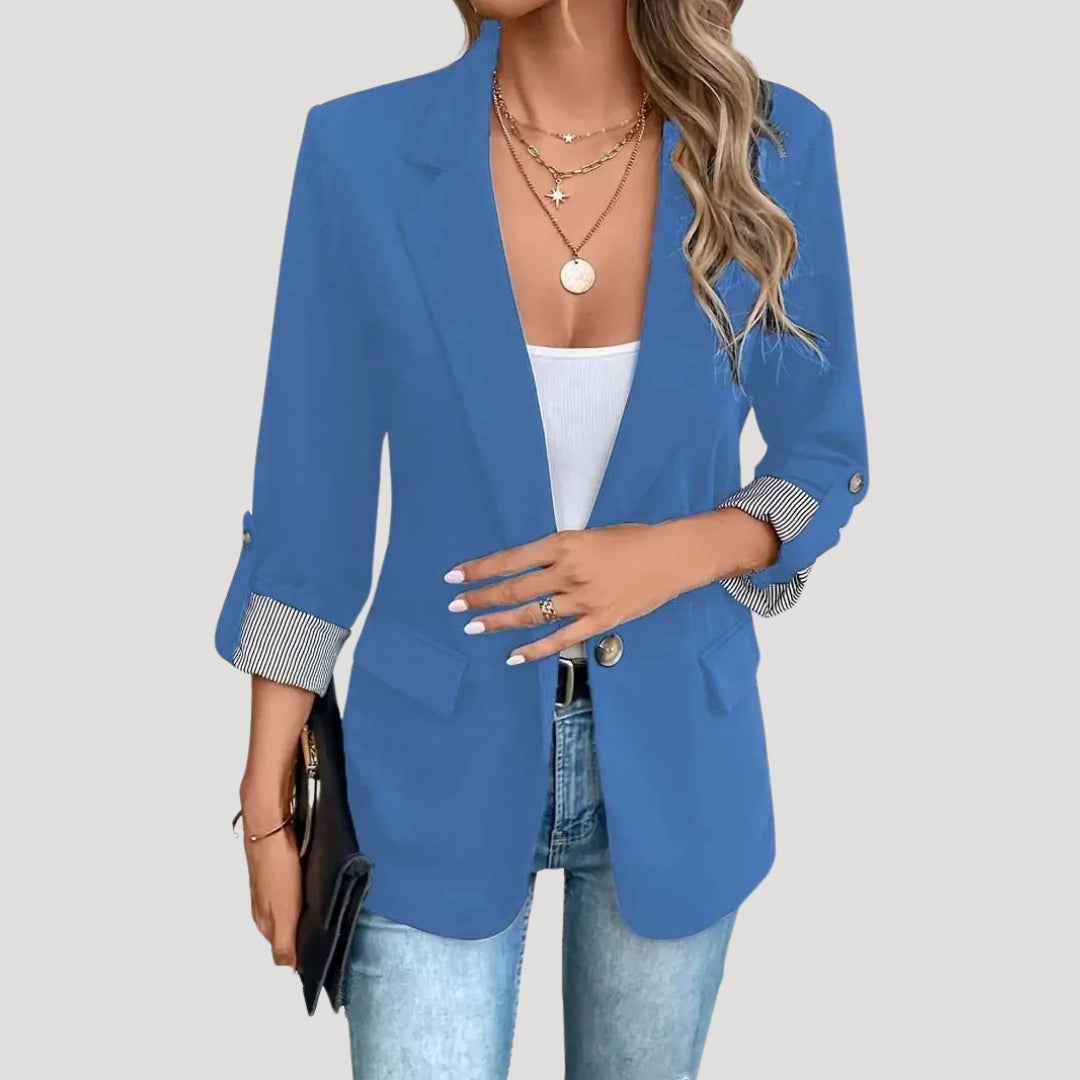 Donna - Blazer classico - Taglio sartoriale con maniche arrotolabili - Stile chic da ufficio