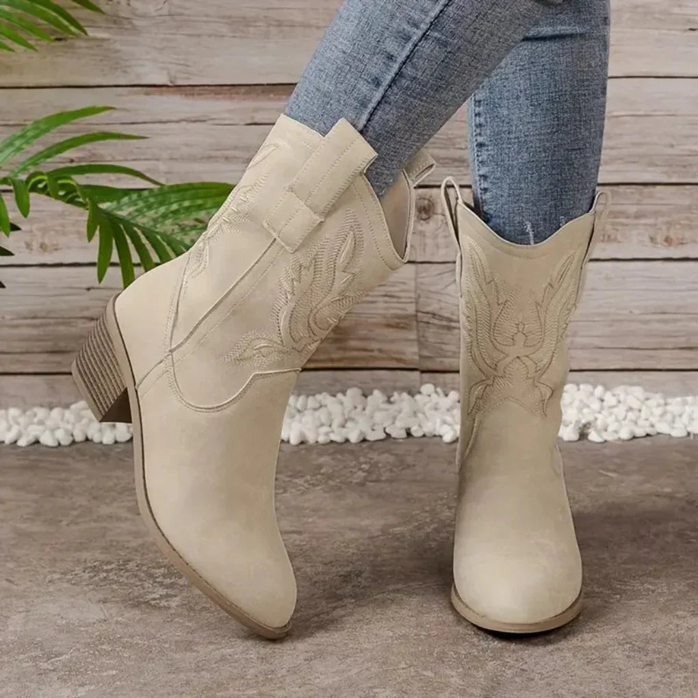 Donna - Stivali da cowboy in pelle vegana - Cuciture occidentali