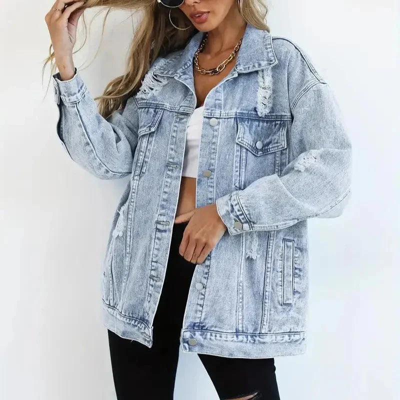 Donna - Giacca di jeans oversize - Stile casual chic - Moda versatile